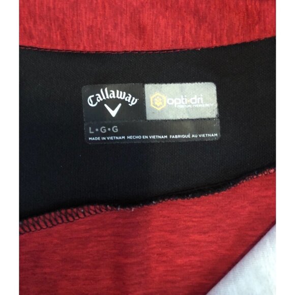 Callaway Mens Opti-Dri Red & Black Colorblock Polo Shirt - Picture 2 of 7